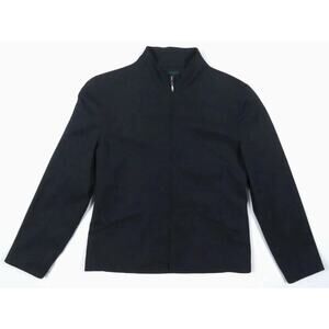 EUC Lauren Ralph Lauren Dark Gray Worsted Wool Womens Bomber Jacket Size 6